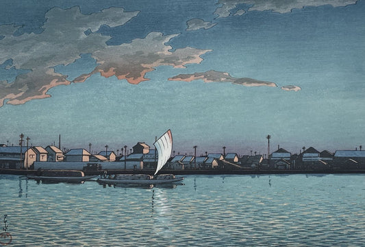 estampe japonaise bords de mer à Hamamachi