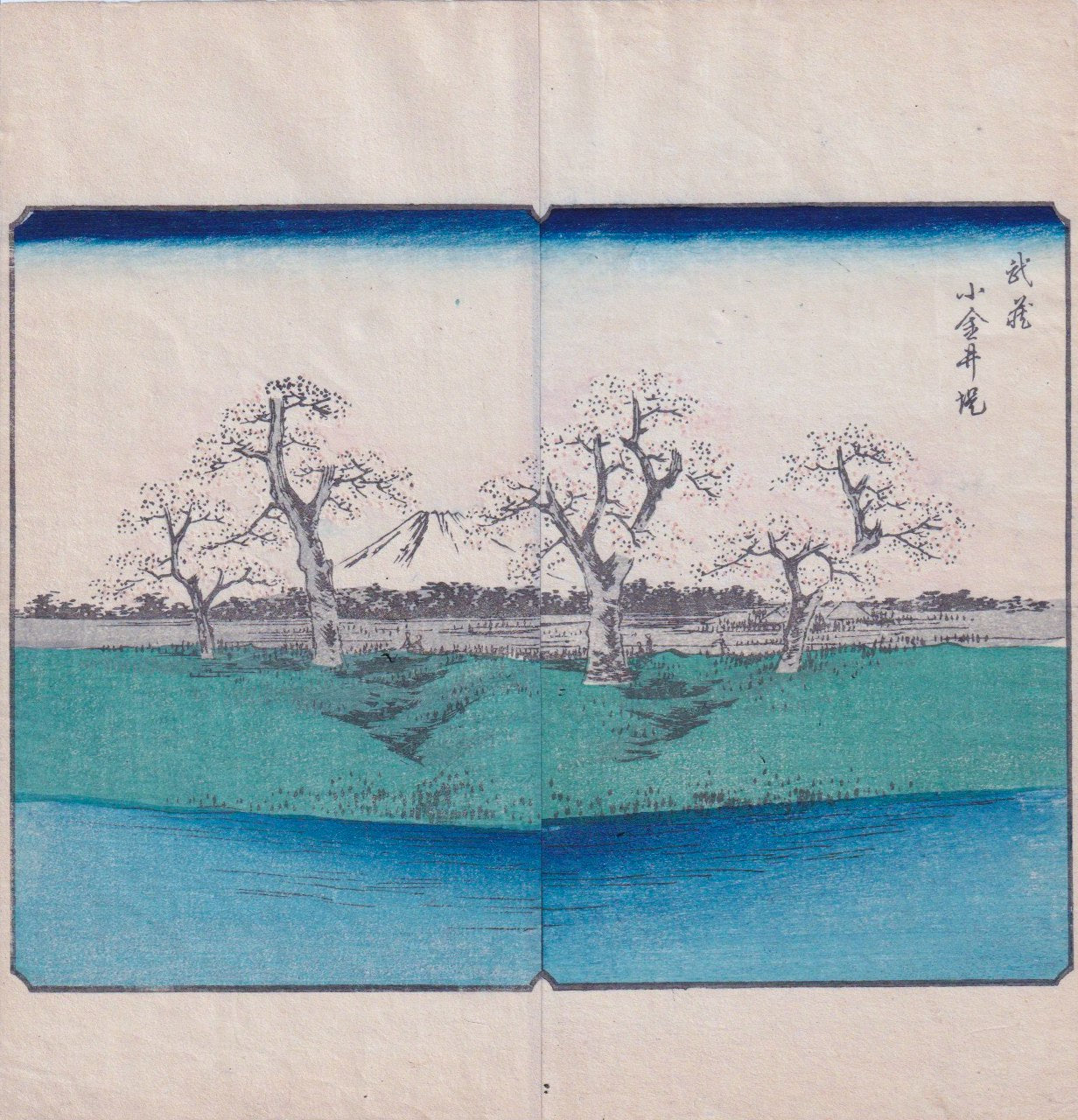 Hiroshige Utagawa : le Mont Fuji vu depuis la digue de Koganei, province de Musashi (Musashi Koganei zutsumi)