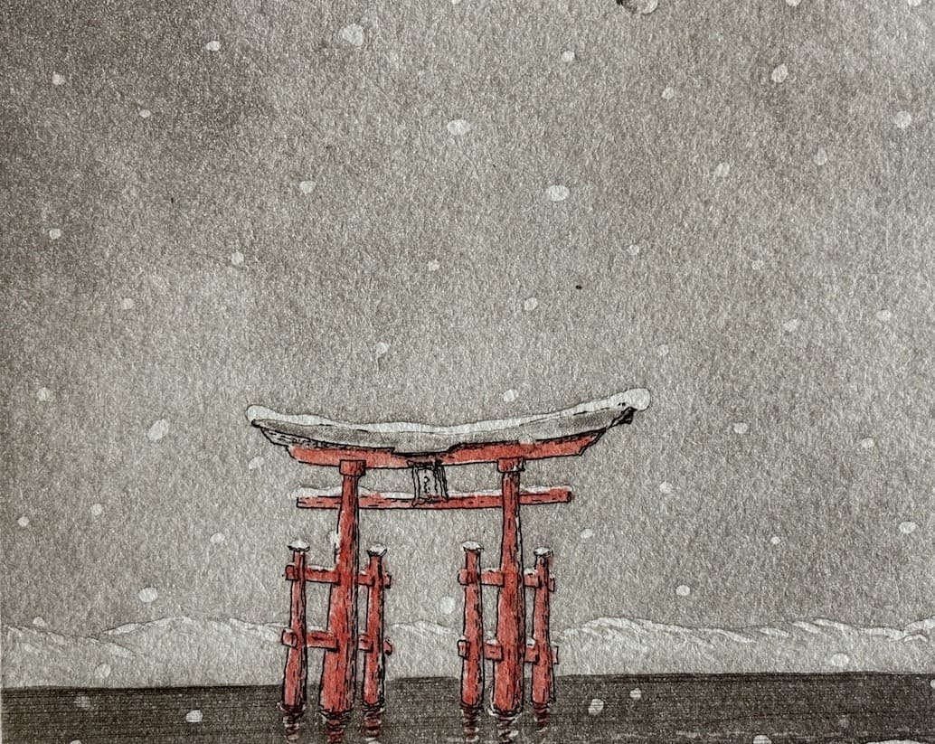 Estampe japonaise contemporaine de Hiroto Norikane - Miyajima 5 Hiver