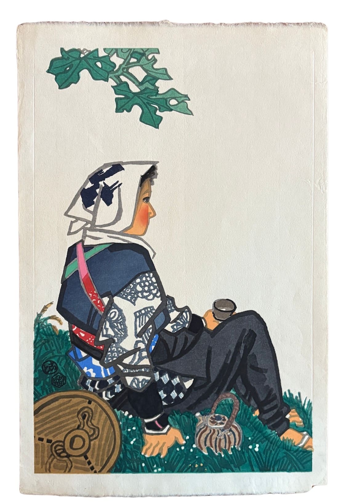 Estampe japonaise Shin Hanga de Kotozuka Eiichi, courte pause