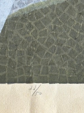 Estampe japonaise sosaku hanga de Mabuchi Toru - Lac de montagne