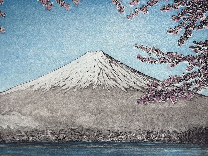 estampe japonaise Norikane Hiroto, Printemps au Mont Fuji 3