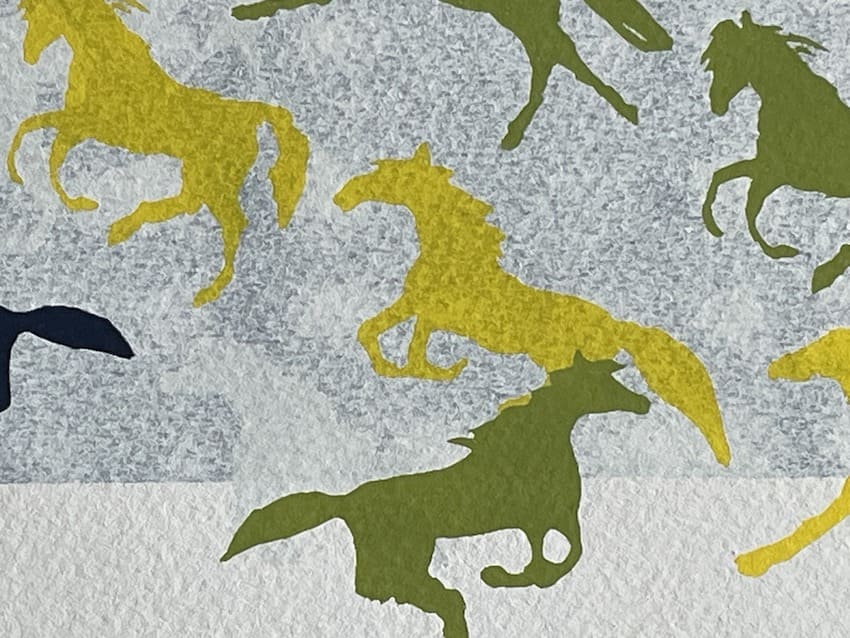 Estampe japonaise contemporaine de Shiota Miharu - Cheval de lune