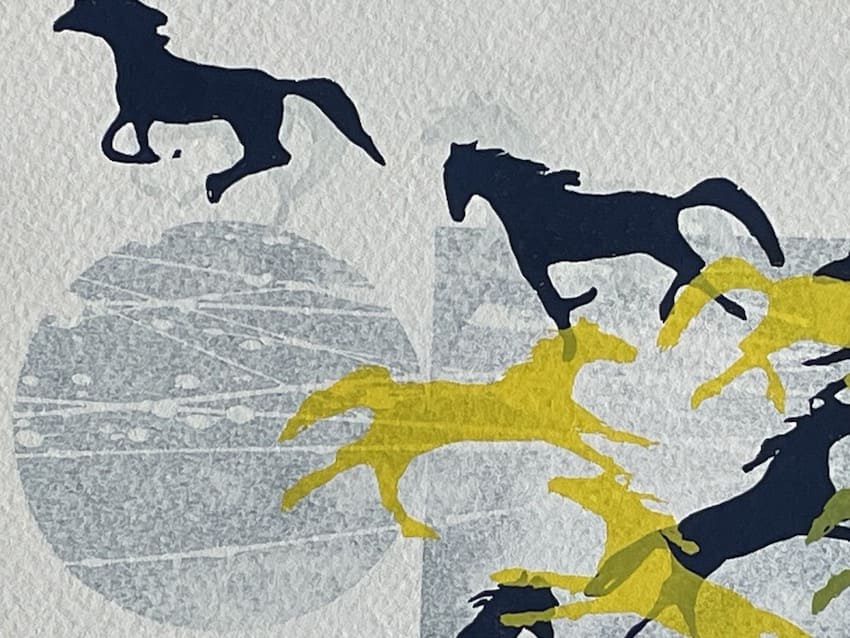 Estampe japonaise contemporaine de Shiota Miharu - Cheval de lune