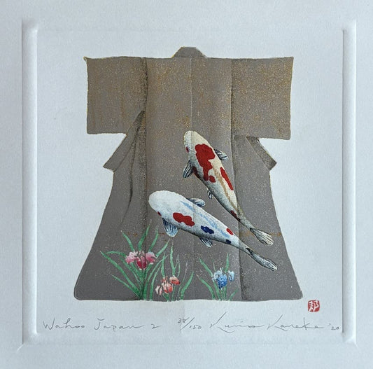 estampe japonaise iris et carpe