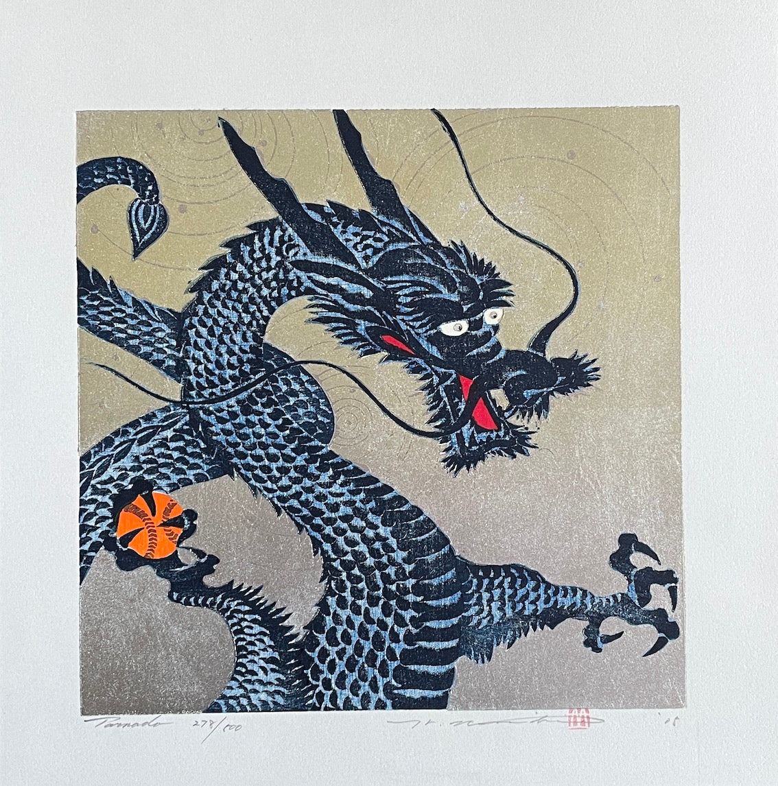 estampe japonaise contemporaine de Hajime Namiki tornado en édition limitée