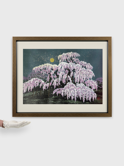 estampe japonaise Ido Masao Sakura à la pleine lune