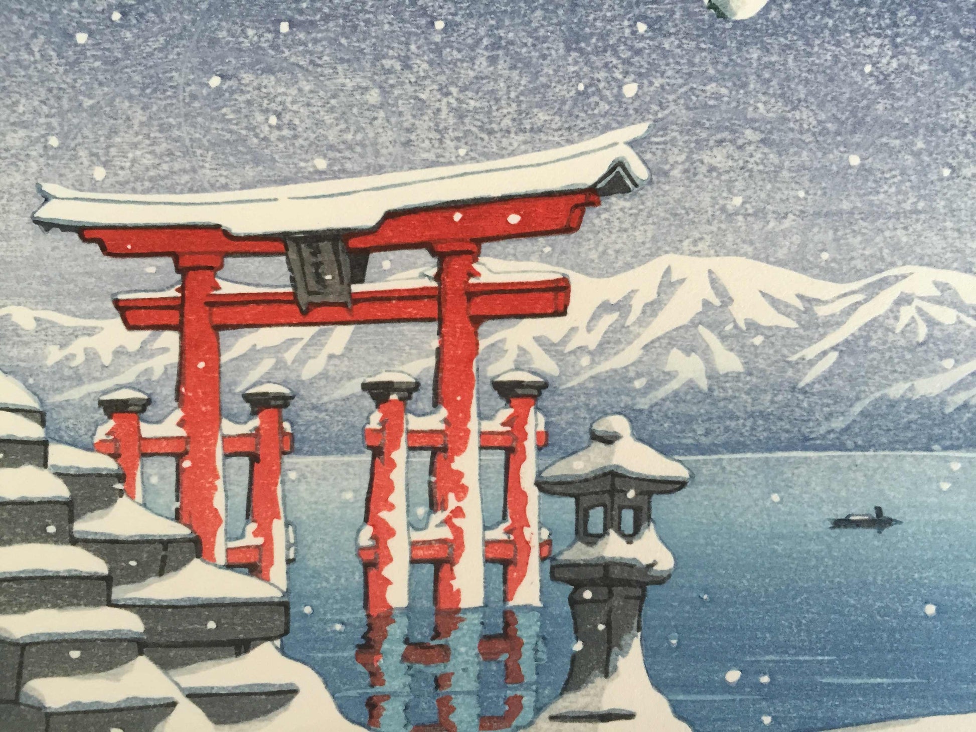 Hasui Kawase - Neige à Itsukushima