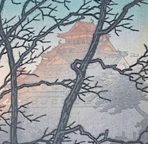 Shin hanga Hasui Kawase Matin au château Okayama