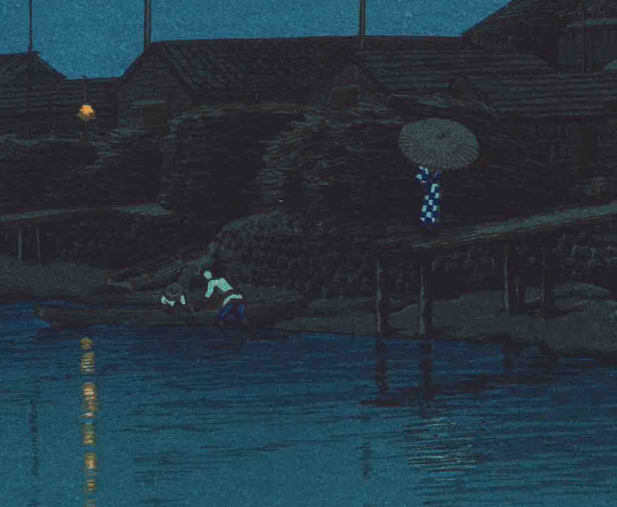 Hasui Kawase - Soirée au bord de mer à Omori