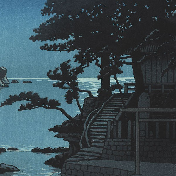 Hasui Kawase shin hanga Le sanctuaire de Kakizaki Bentendo à Shimoda