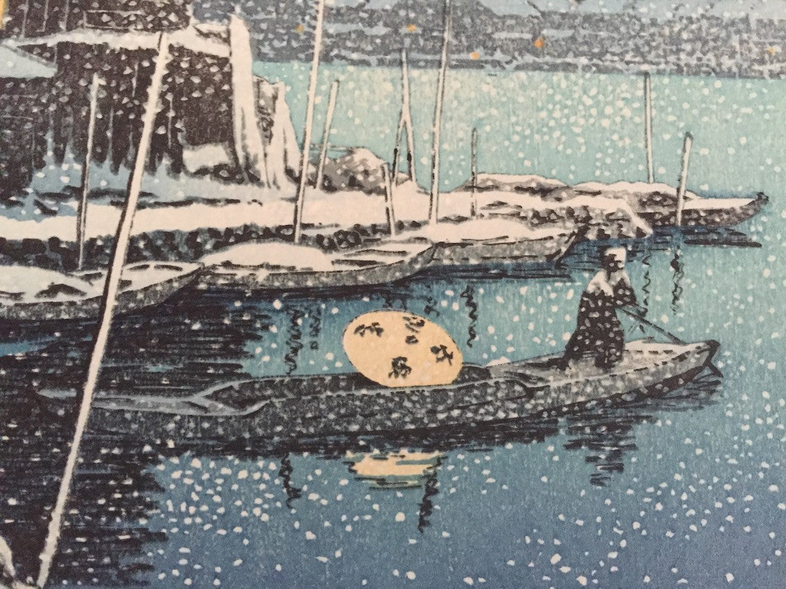 estampes japonaises shin hanga Hasui Kawase Neige à Mukojima