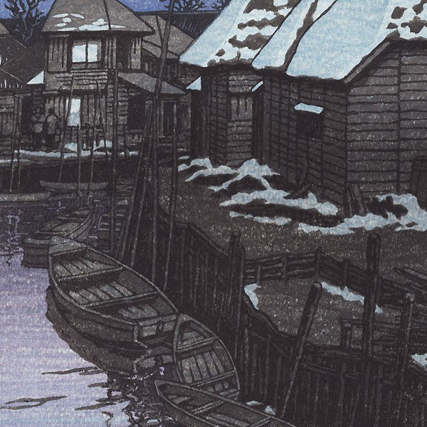 Hasui Kawase shin hanga Fonte des neiges à Urayasu