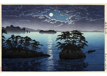 Hasui Kawase shin hanga Clair de lune sur les iles Futago