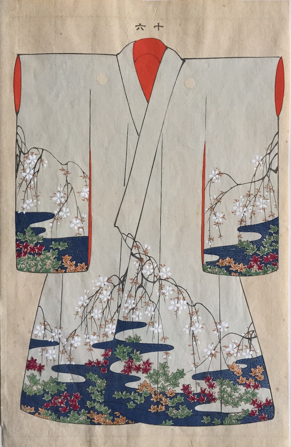 Kimono au motif de jardin