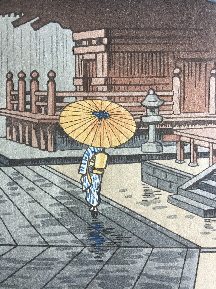 Asano Takeji : pluie au temple Kiyomizu