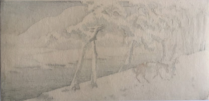estampe japonaise shin hanga Kako Morita voyageur en hiver dos