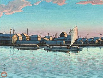 Hasui Kawase - Bords de mer à Hamamachi