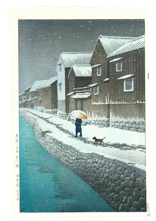 Hasui Kawase - Neige à Shinkawabata