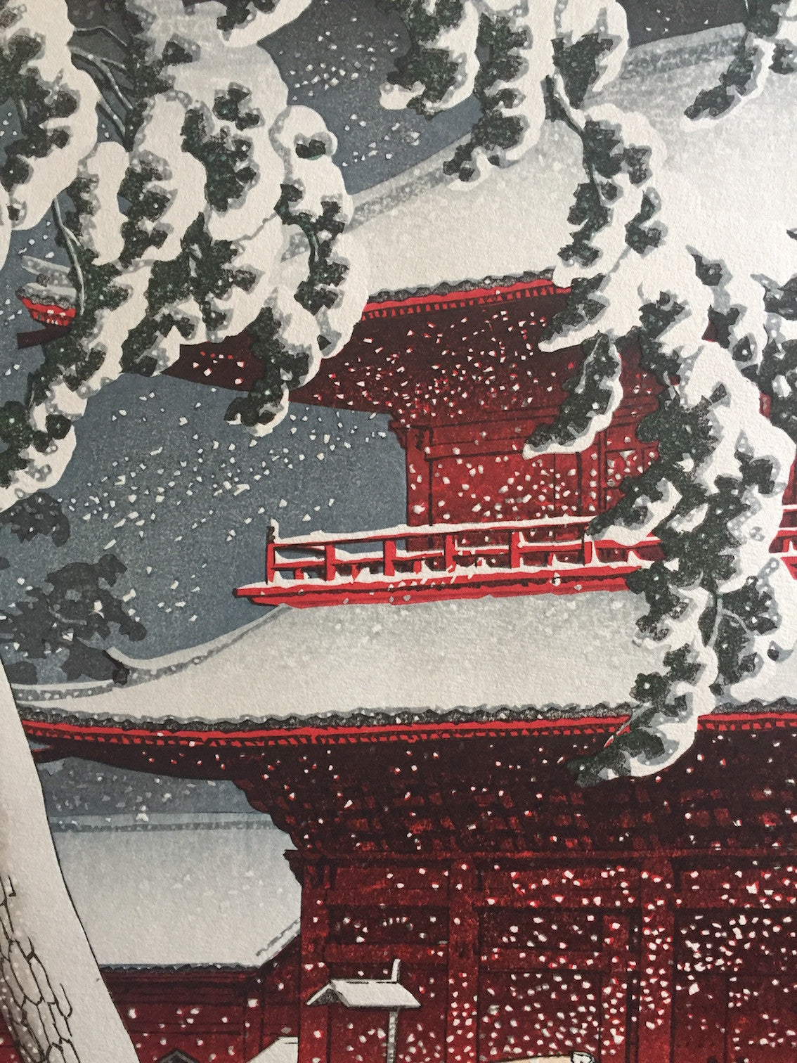 Hasui Kawase - Le temple Zojoji Shiba sous la neige