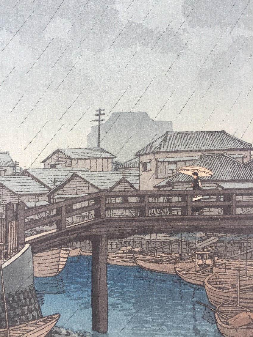 Hasui Kawase - Saison des pluies à Ryoshimachi Shinagawa