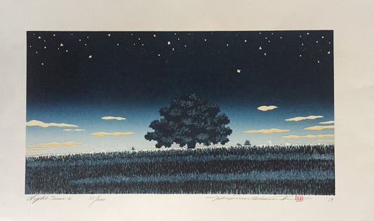 estampe japonaise de Hajime Namiki scène de nuit 2