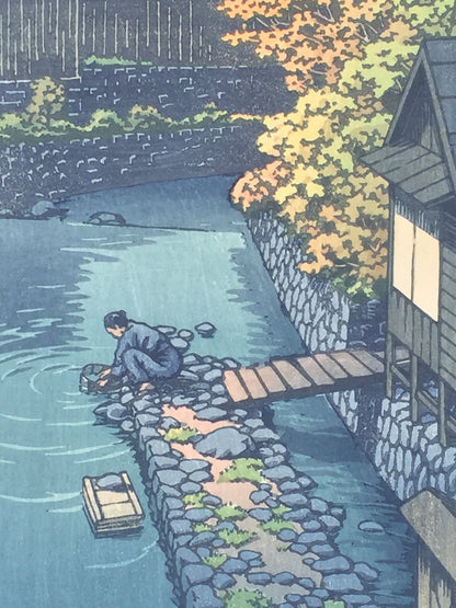 Hasui Kawase - Le village Kawanishi dans la préfecture de Tochigi