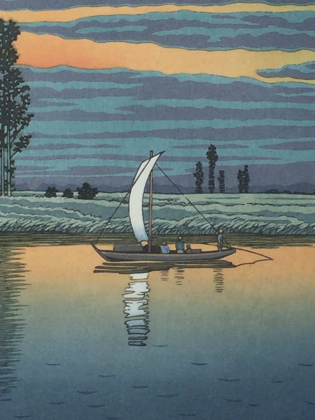 Hasui Kawase - Crépuscule à Ushibori