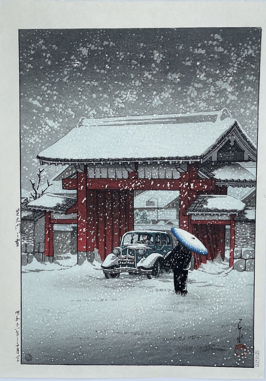 authentique estampe japonaise shin Hanga de Hasui Kawase paysage de neige