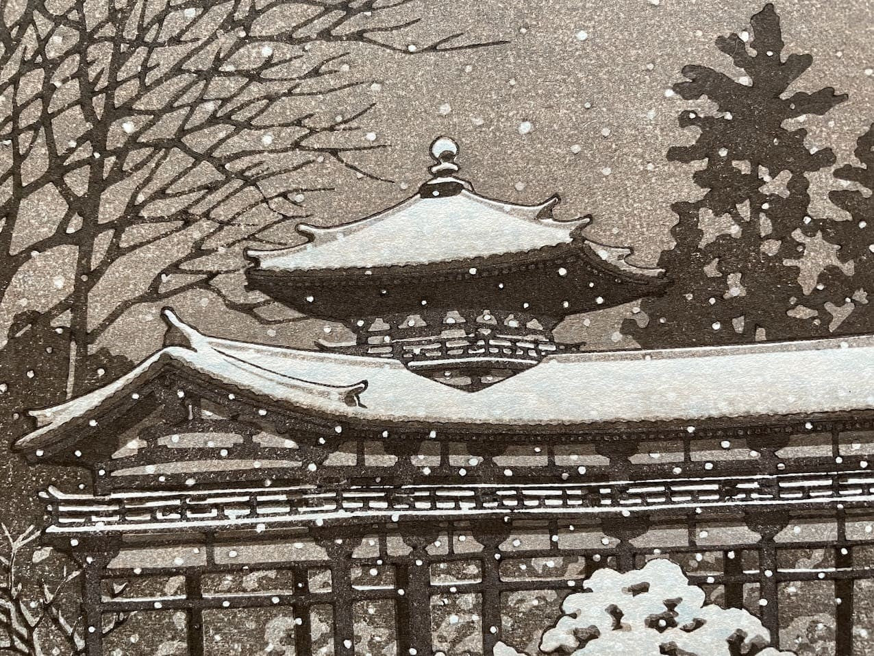 Hasui Kawase - Soir de neige au pavillon du Phoenix