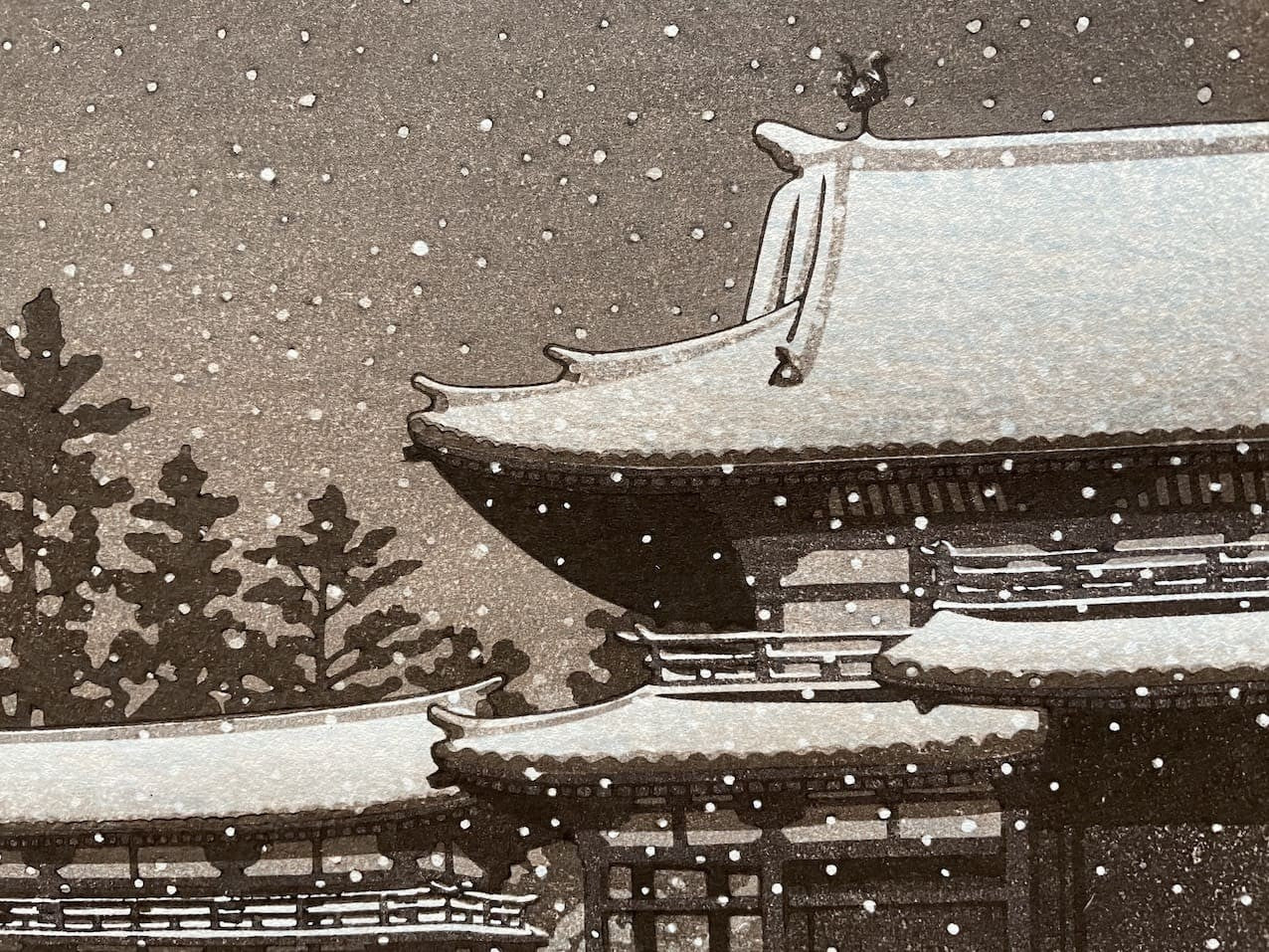 Hasui Kawase - Soir de neige au pavillon du Phoenix