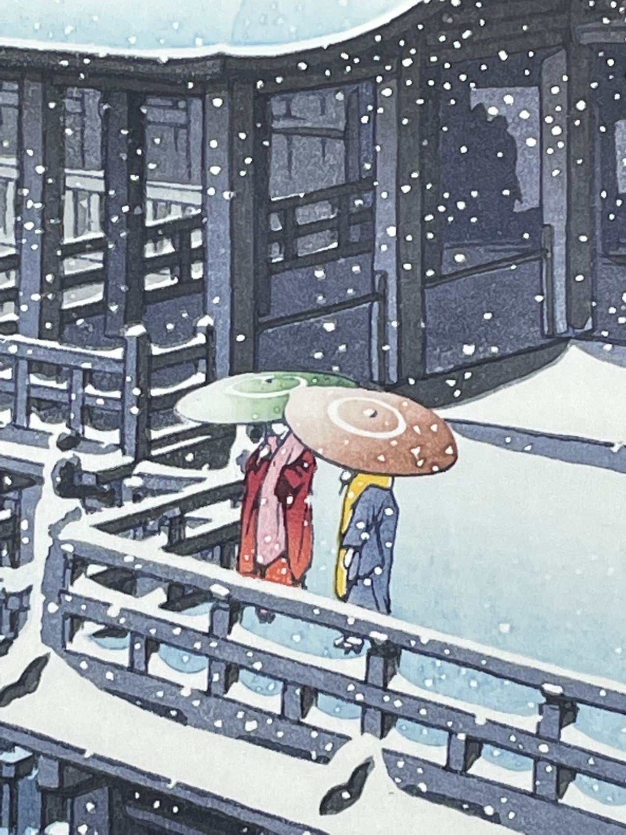 Hasui Kawase - Neige de printemps au temple Kiyomizu