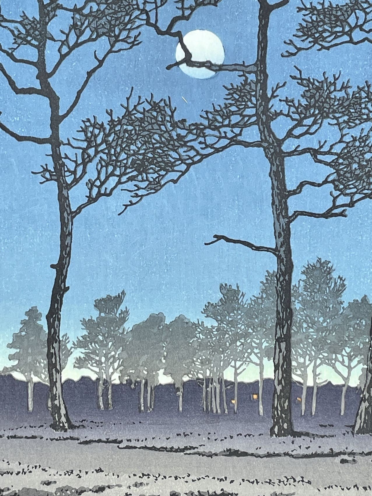 Hasui Kawase - Lune d'hiver sur la plaine de Toyama