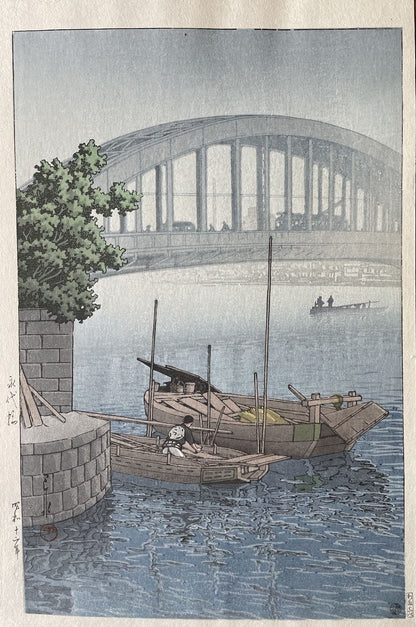 estampe japonaise bateaux Eitaibashi