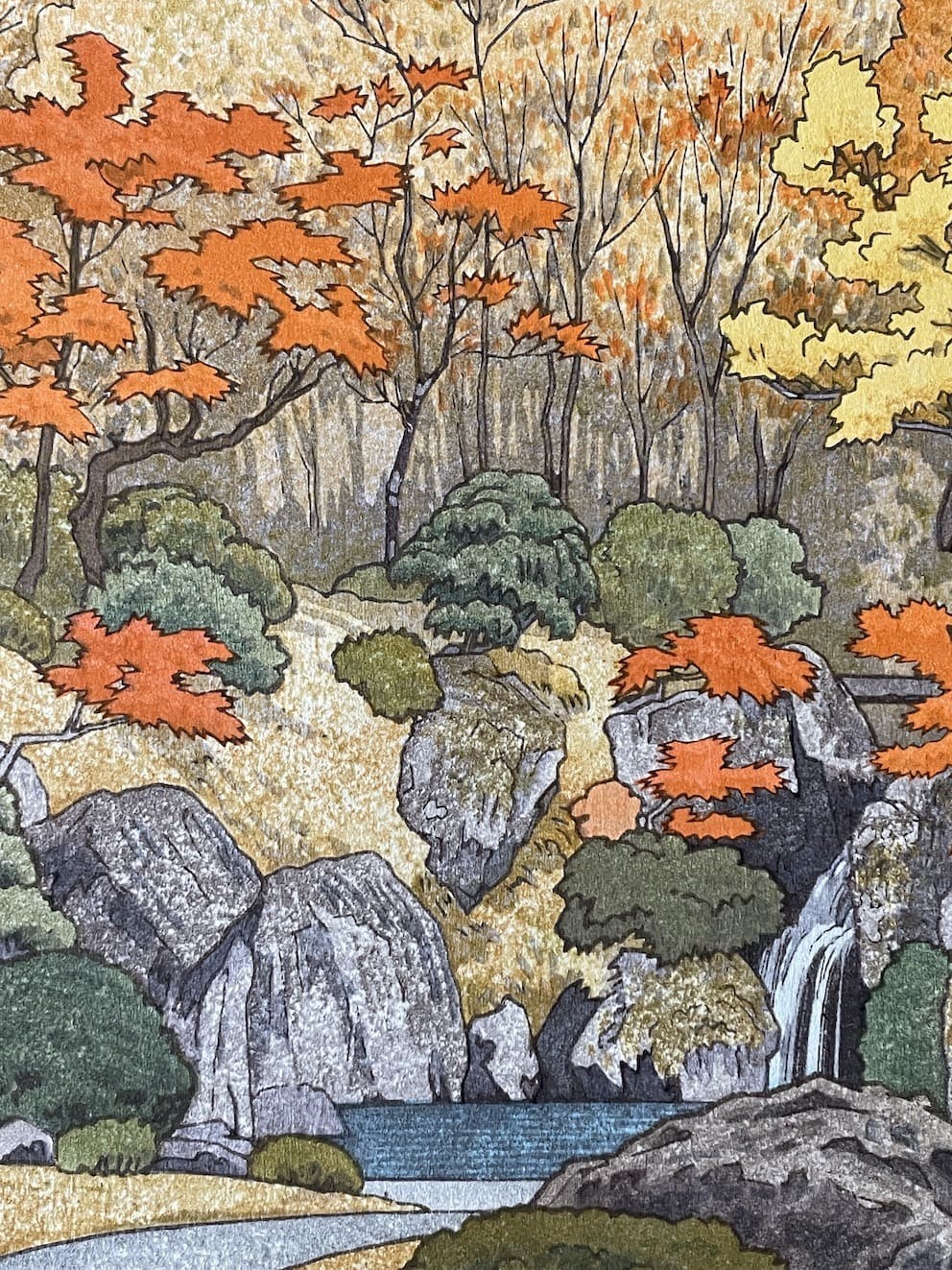 Toshi Yoshida détail de l'estampe automne au musée Hakone