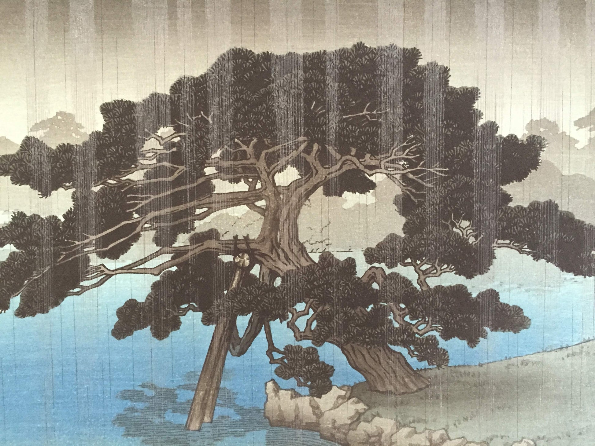 Hasui Kawase le vieux pin du parc Onshi à Shiba