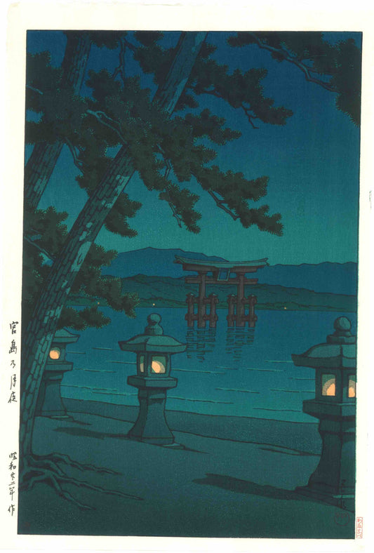 Hasui Kawase - Clair de lune à Miyajima