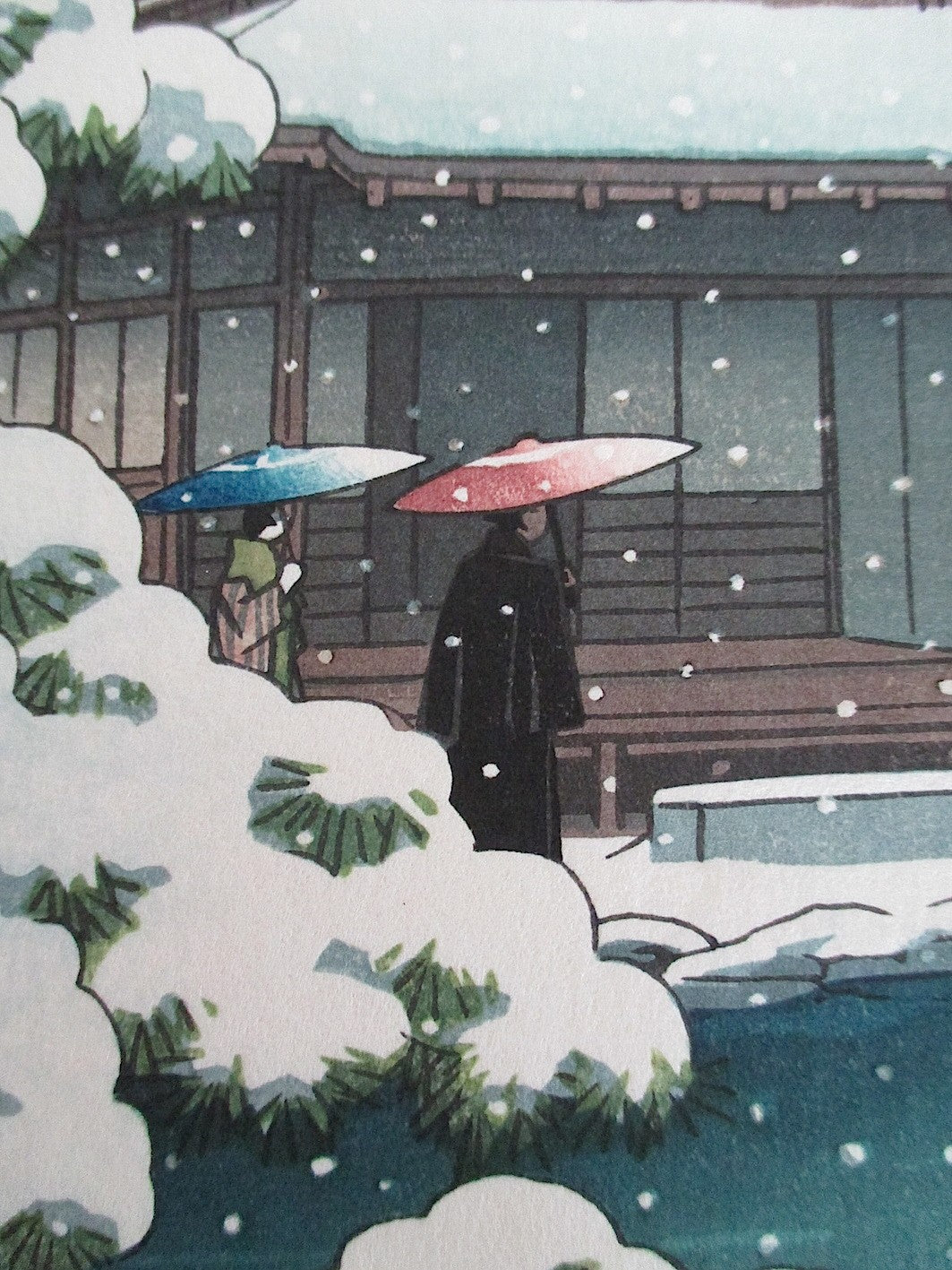 Hasui Kawase - Le temple Ginkakuji sous la neige