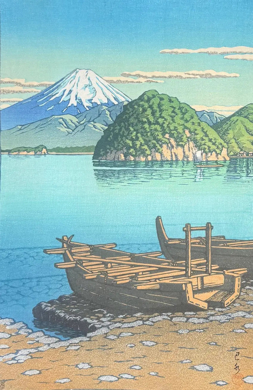 estampe japonaise Shin Hanga de Hasui Kawase matin sur la plage de Mito