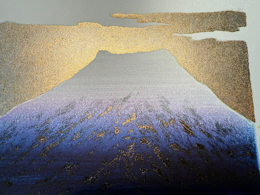 Kunio Kaneko – Fuji 107 – estampe japonaise Mont Fuji fond or
