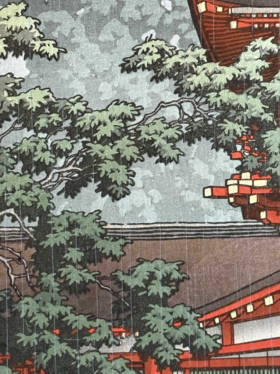 Estampe japonaise Shin Hanga de Hasui Kawase - Jour de pluie au sanctuaire Kasuga - Nara