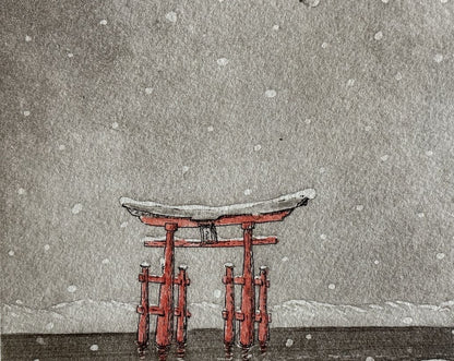 Estampe japonaise contemporaine de Hiroto Norikane - Miyajima 5 Hiver