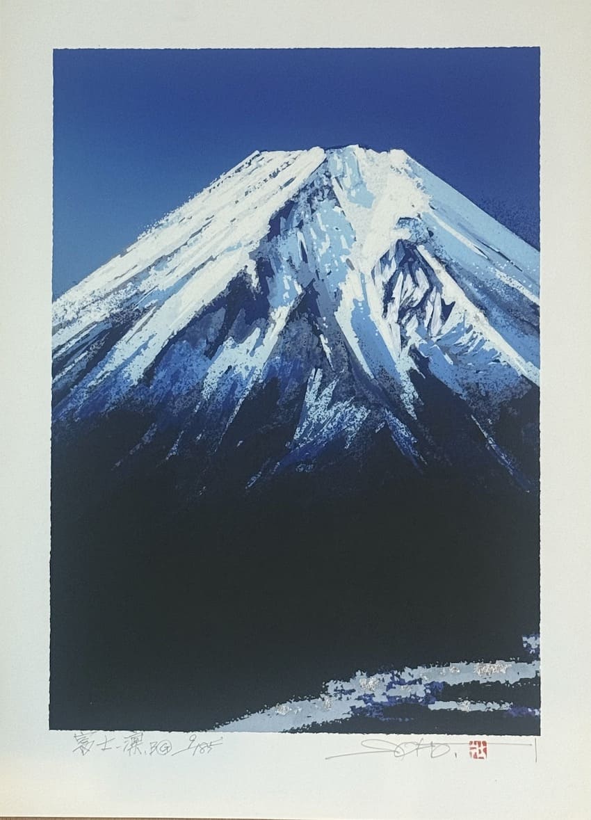 Ikegami Soho : Mont Fuji enneigé - Estampe japonaise originale