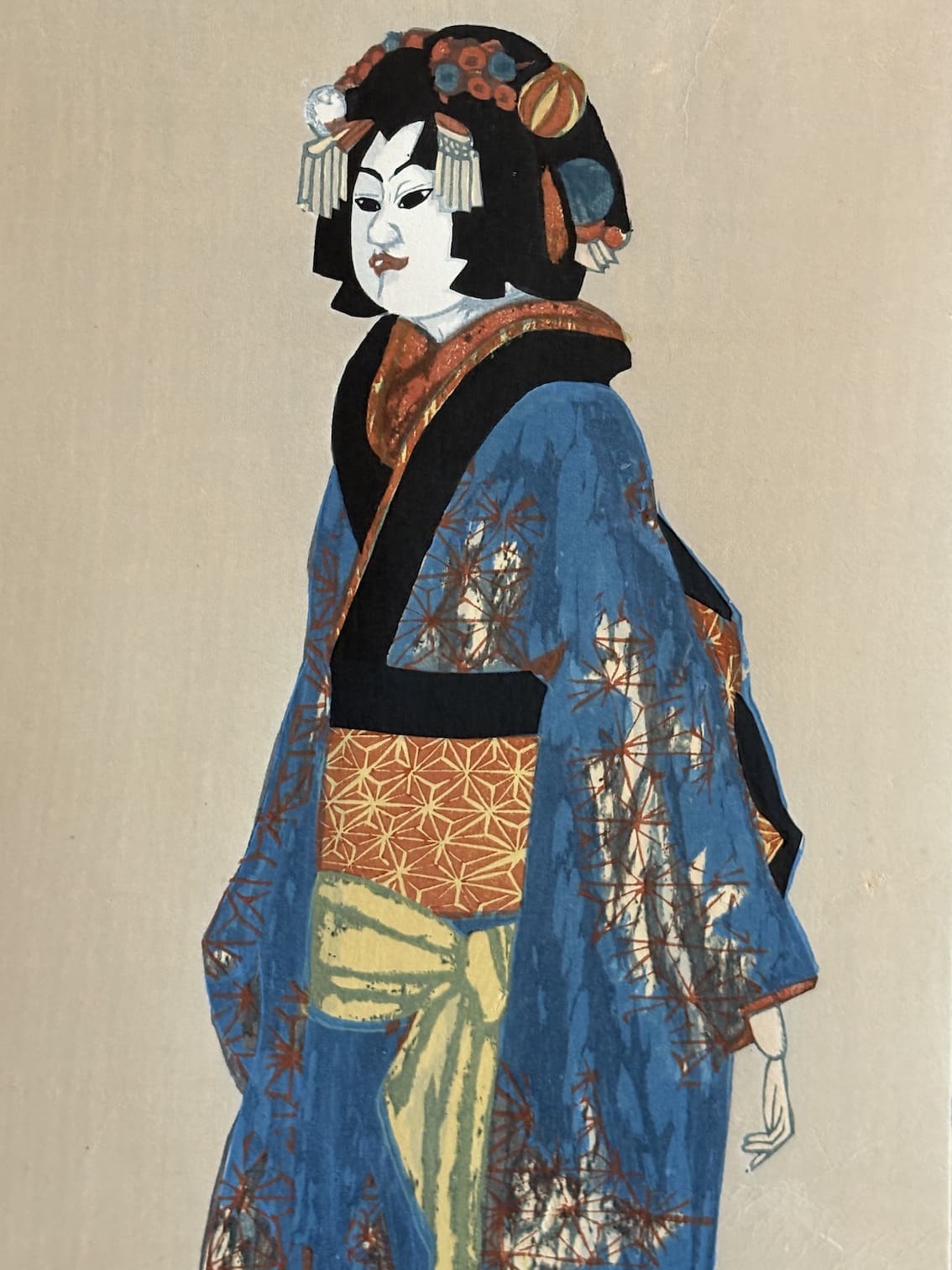 marionnette du théâtre bunraku estampe japonaise sosaku hanga de Junichiro sekino en édition limitée