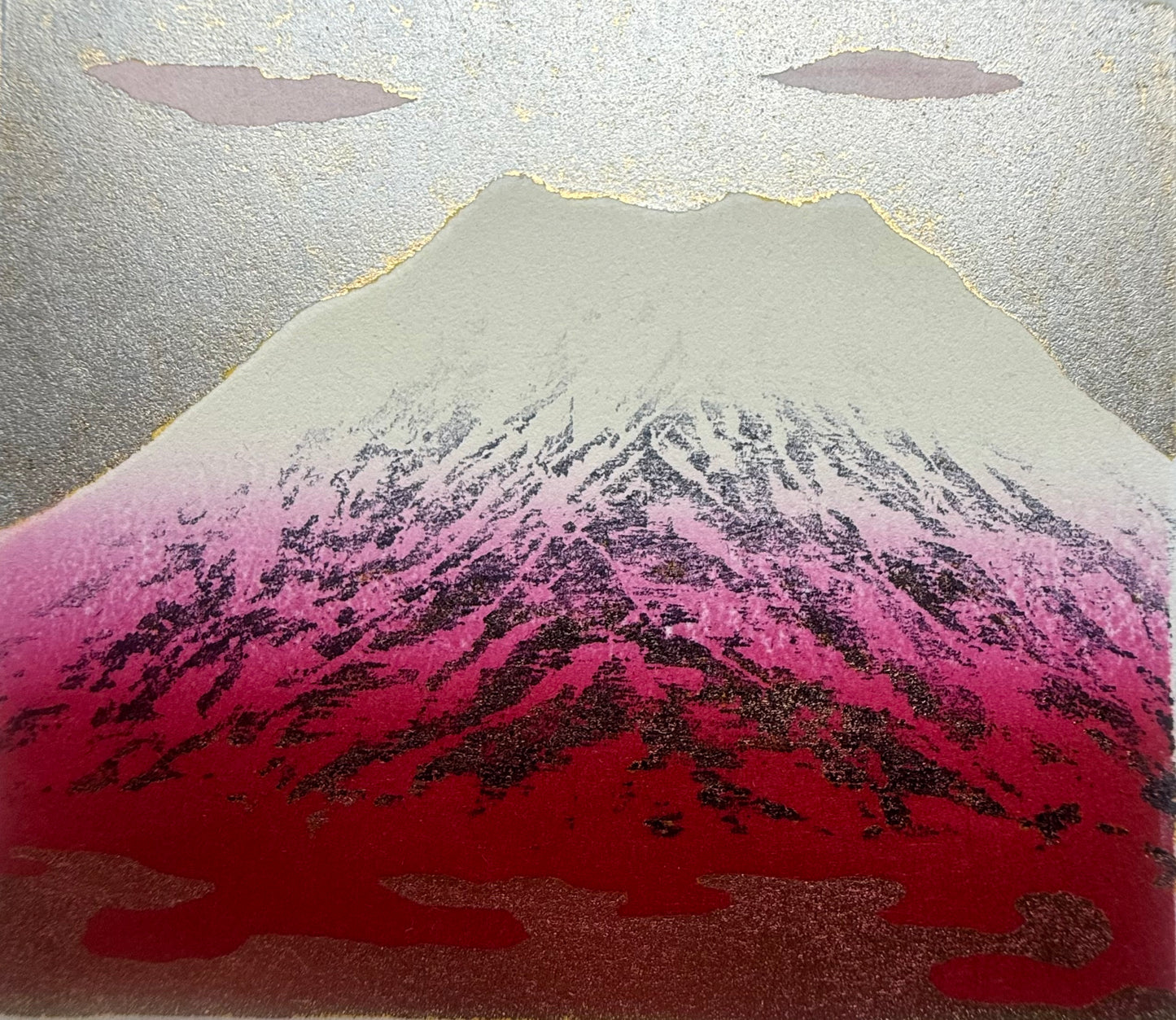 Kunio Kaneko – Fuji 111 – Mont Fuji rouge et rose – estampe japonaise 2020