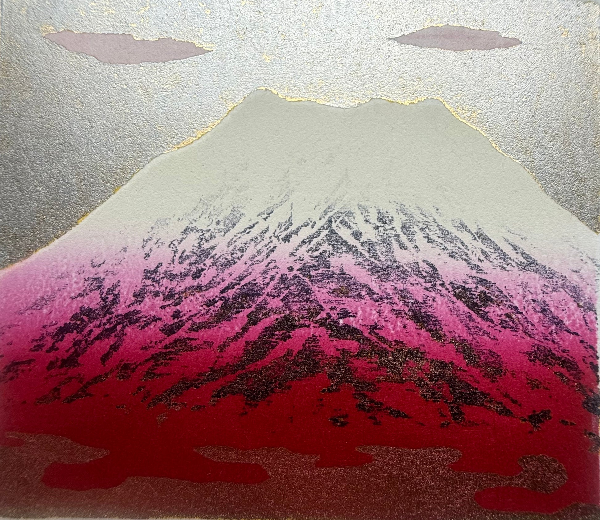 Kunio Kaneko – Fuji 111 – Mont Fuji rouge et rose – estampe japonaise 2020