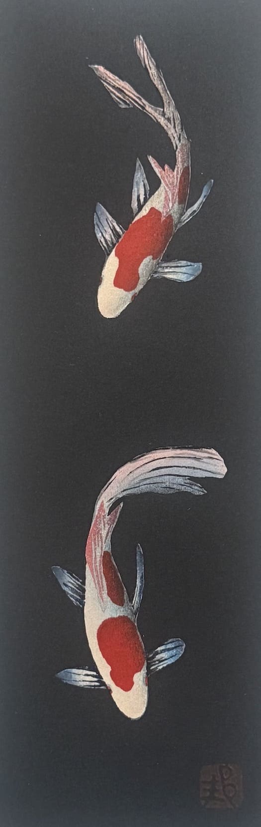 estampe japonaise contemporaine Kunio Kaneko carpes koi