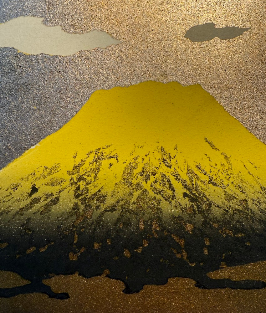 Kunio Kaneko – Aki kō lumière d'automne– estampe japonaise Mont Fuji fond or