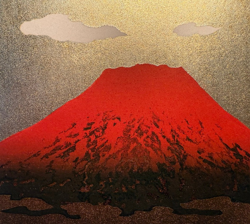 Kunio Kaneko – Soir – estampe japonaise Mont Fuji fond or