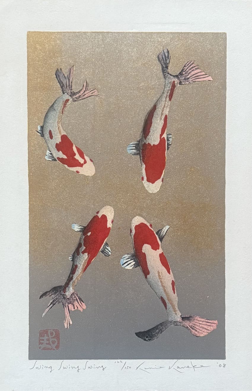 Kunio Kaneko : Swing swing swing  - Estampe japonaise sosaku hanga